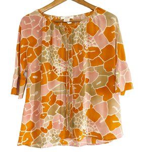 JOE FRESH Womens Orange Pink Silk Blouse Small S